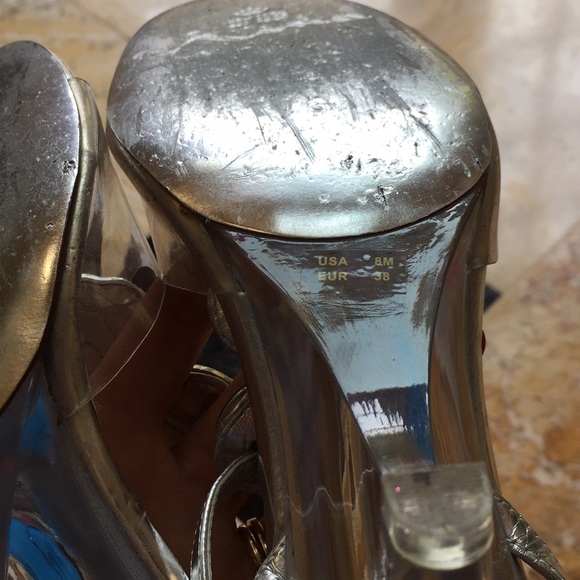 Nina triple strappy crystal medallion/Lucite heels - Picture 8 of 8